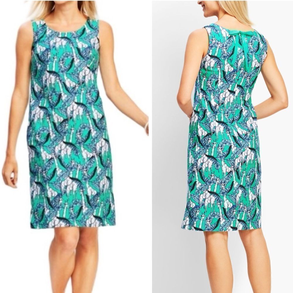 NWOT Talbots Giraffe Jungle Print Cotton Sleeveless Shift Dress 12